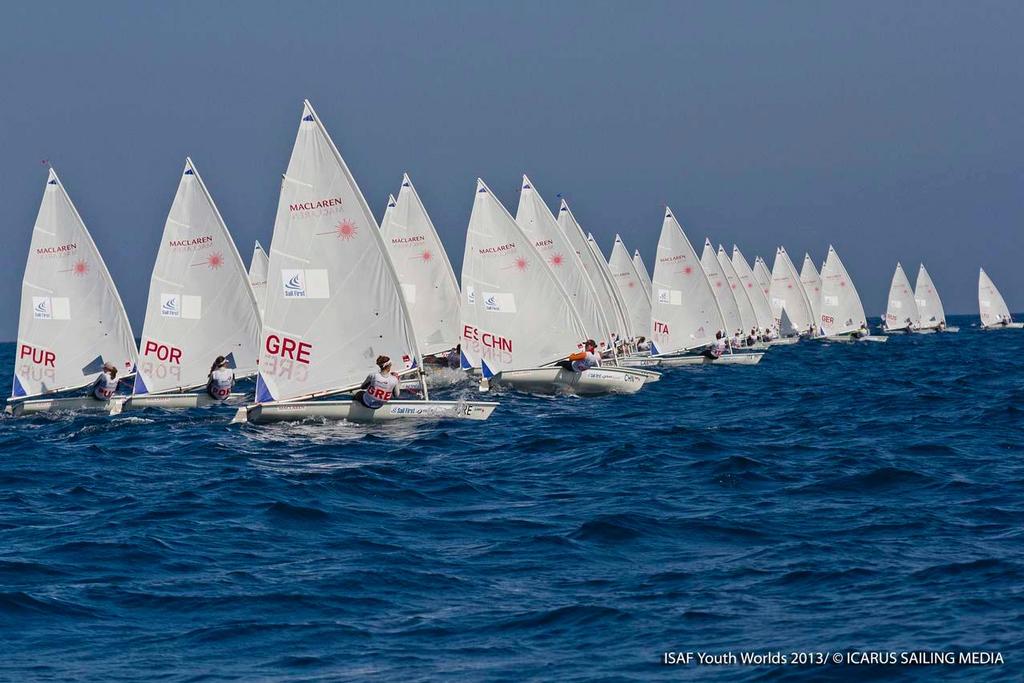 Laser Radial Girls Start - 2013 ISAF Youth World Sailing Championships ©  Icarus / ISAF Youth Worlds http://www.isafyouthworlds.com/